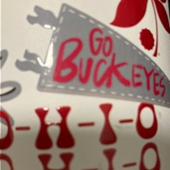 Ohio State Buckeye Metal Beverage Carrier Handle Tumbler 30oz, White/Red - Picture 2 of 6